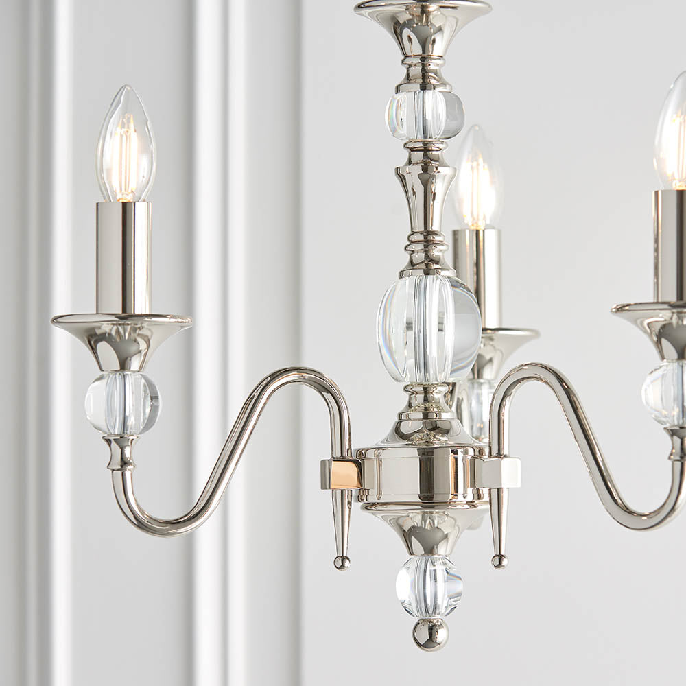 Polina Nickel 3-Light Pendant Ceiling Light - Comet Lighting