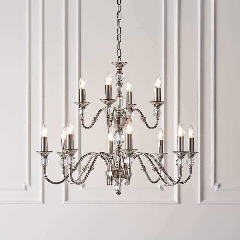 Polina Nickel 12-Light Pendant Ceiling Light - Comet Lighting