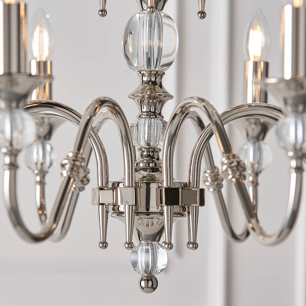 Polina Nickel 12-Light Pendant Ceiling Light - Comet Lighting