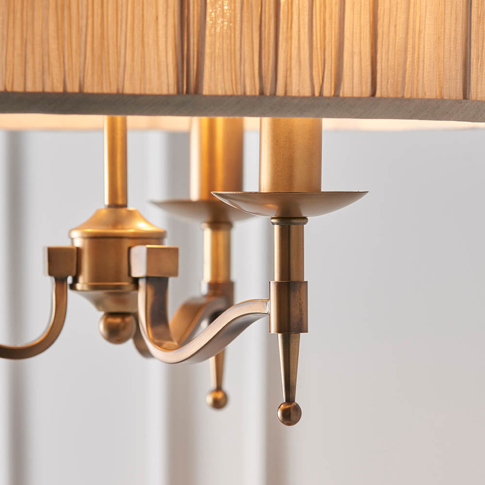 Stanford Nickel 3-Light Pendant & Beige Shade - Comet Lighting