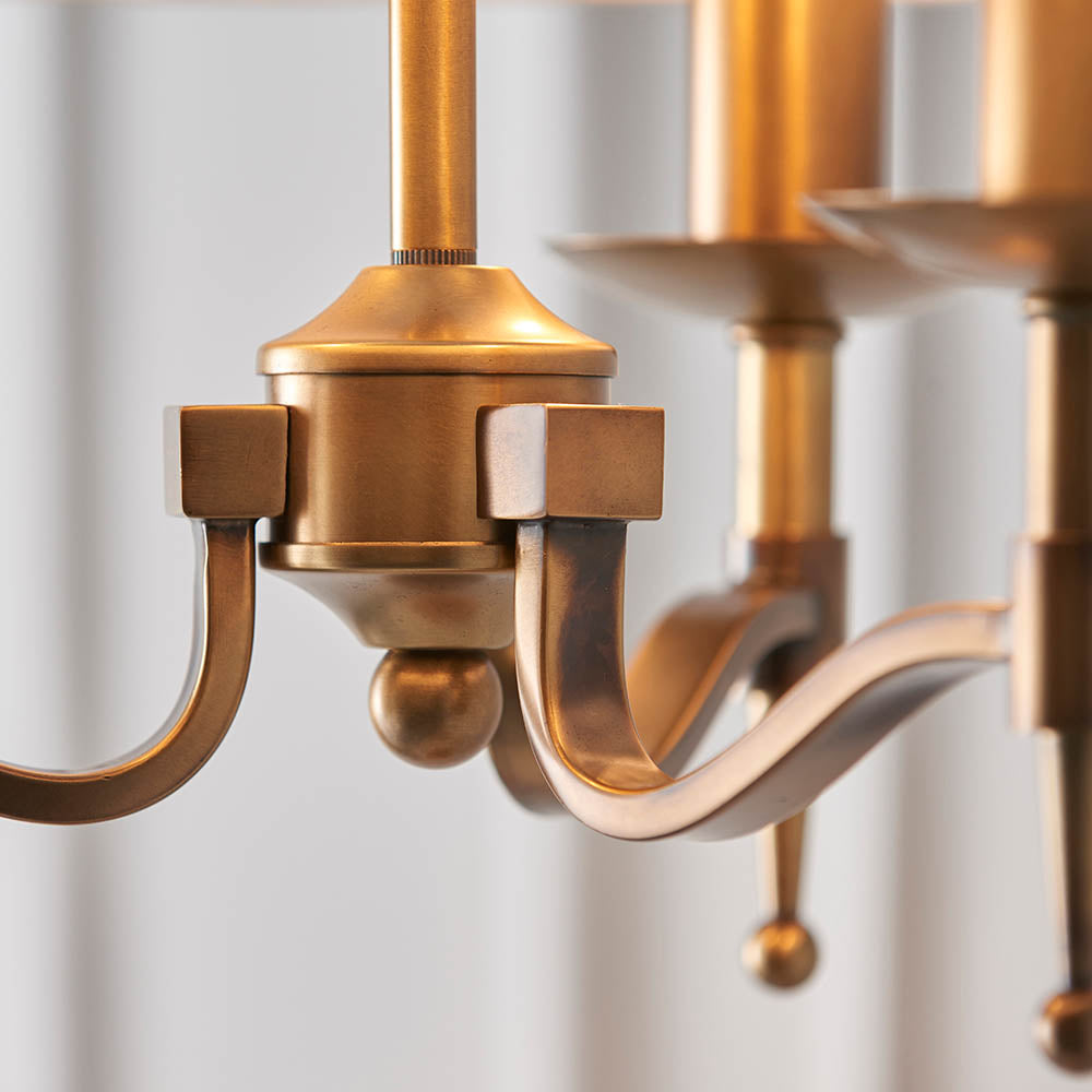 Stanford Nickel 3-Light Pendant & Beige Shade - Comet Lighting