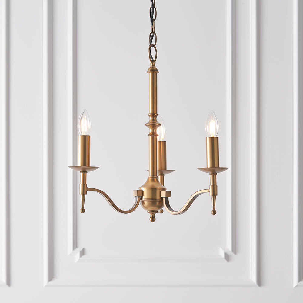 Stanford Antique Brass 3-Light Pendant Ceiling Light - Comet Lighting