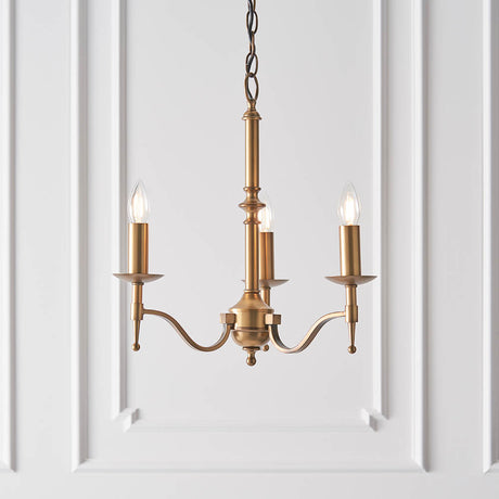 Stanford Antique Brass 3-Light Pendant Ceiling Light - Comet Lighting