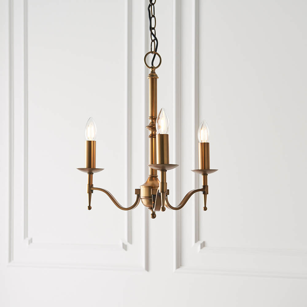 Stanford Antique Brass 3-Light Pendant Ceiling Light - Comet Lighting