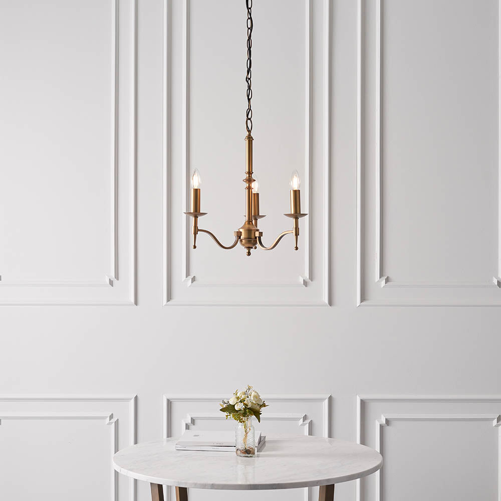 Stanford Antique Brass 3-Light Pendant Ceiling Light - Comet Lighting