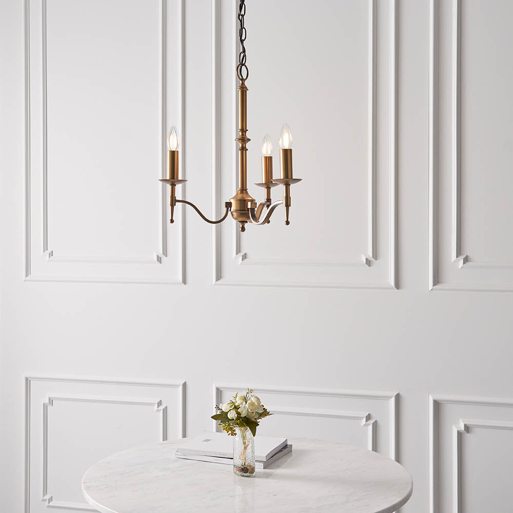 Stanford Antique Brass 3-Light Pendant Ceiling Light - Comet Lighting