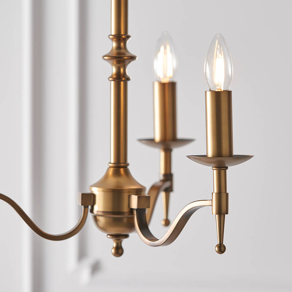 Stanford Antique Brass 3-Light Pendant Ceiling Light - Comet Lighting