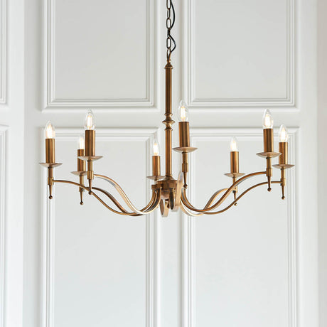 Stanford Antique Brass 8-Light Pendant Ceiling Light - Comet Lighting
