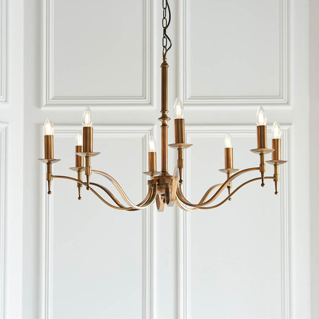 Stanford Antique Brass 8-Light Pendant Ceiling Light - Comet Lighting