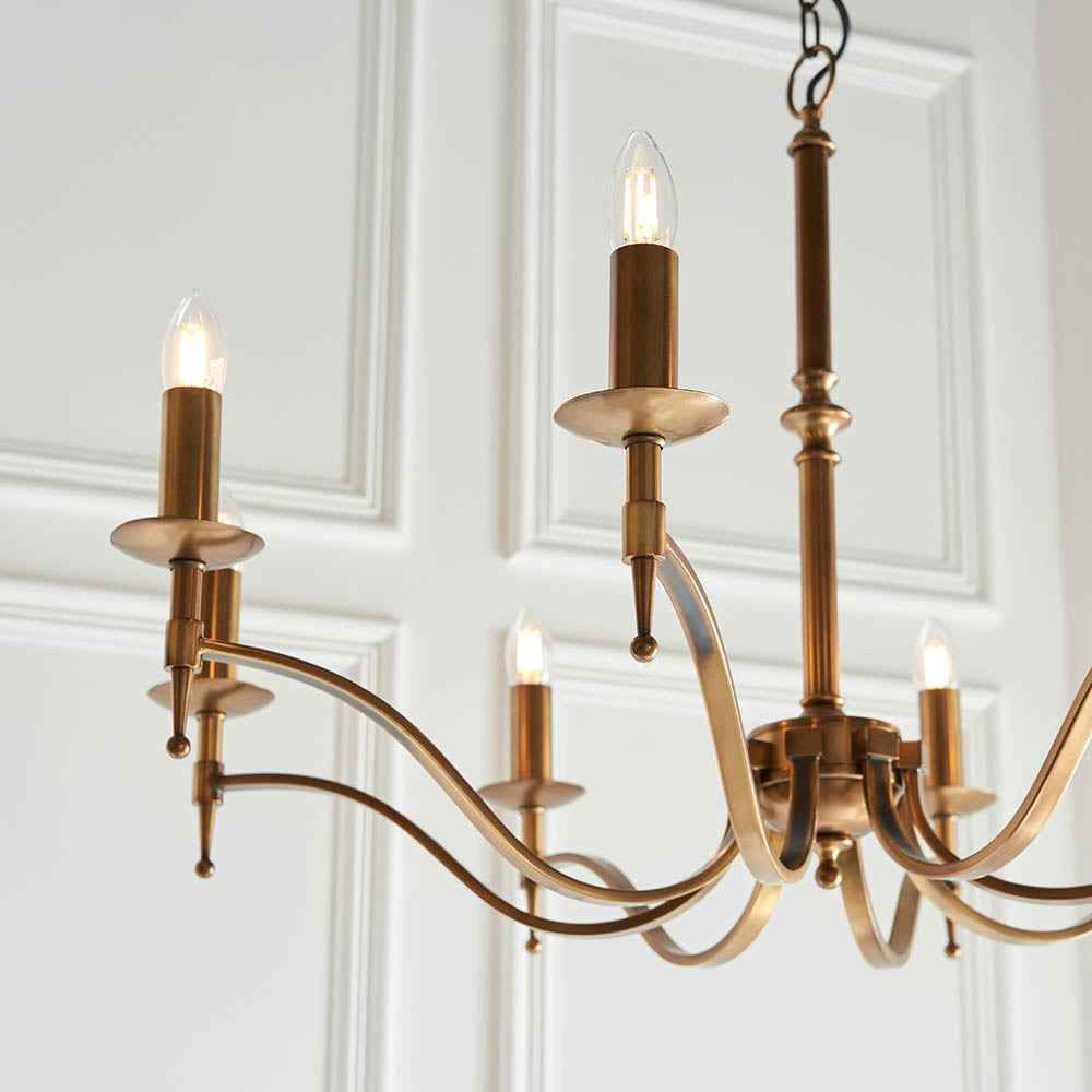 Stanford Antique Brass 8-Light Pendant Ceiling Light - Comet Lighting
