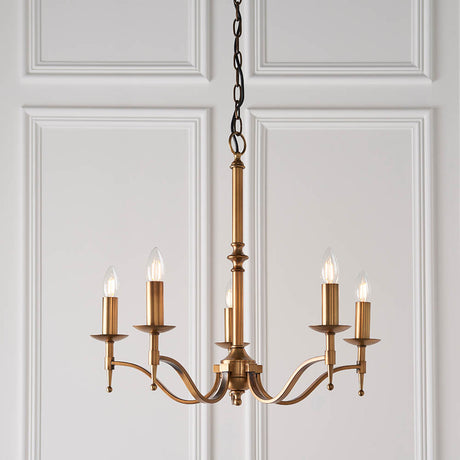 Stanford Antique Brass 5-Light Pendant Ceiling Light - Comet Lighting