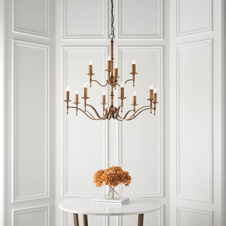 Stanford Antique Brass 12-Light Pendant Ceiling Light - Comet Lighting