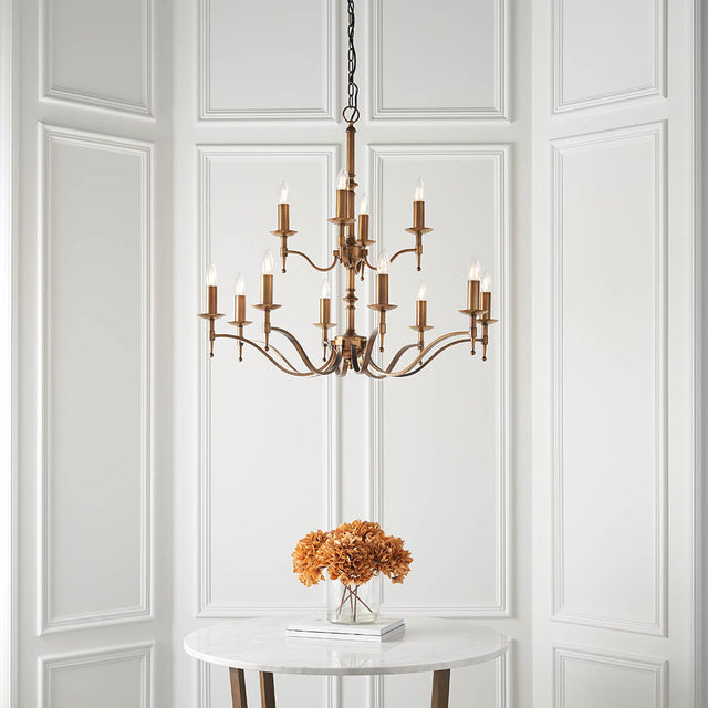 Stanford Antique Brass 12-Light Pendant Ceiling Light - Comet Lighting