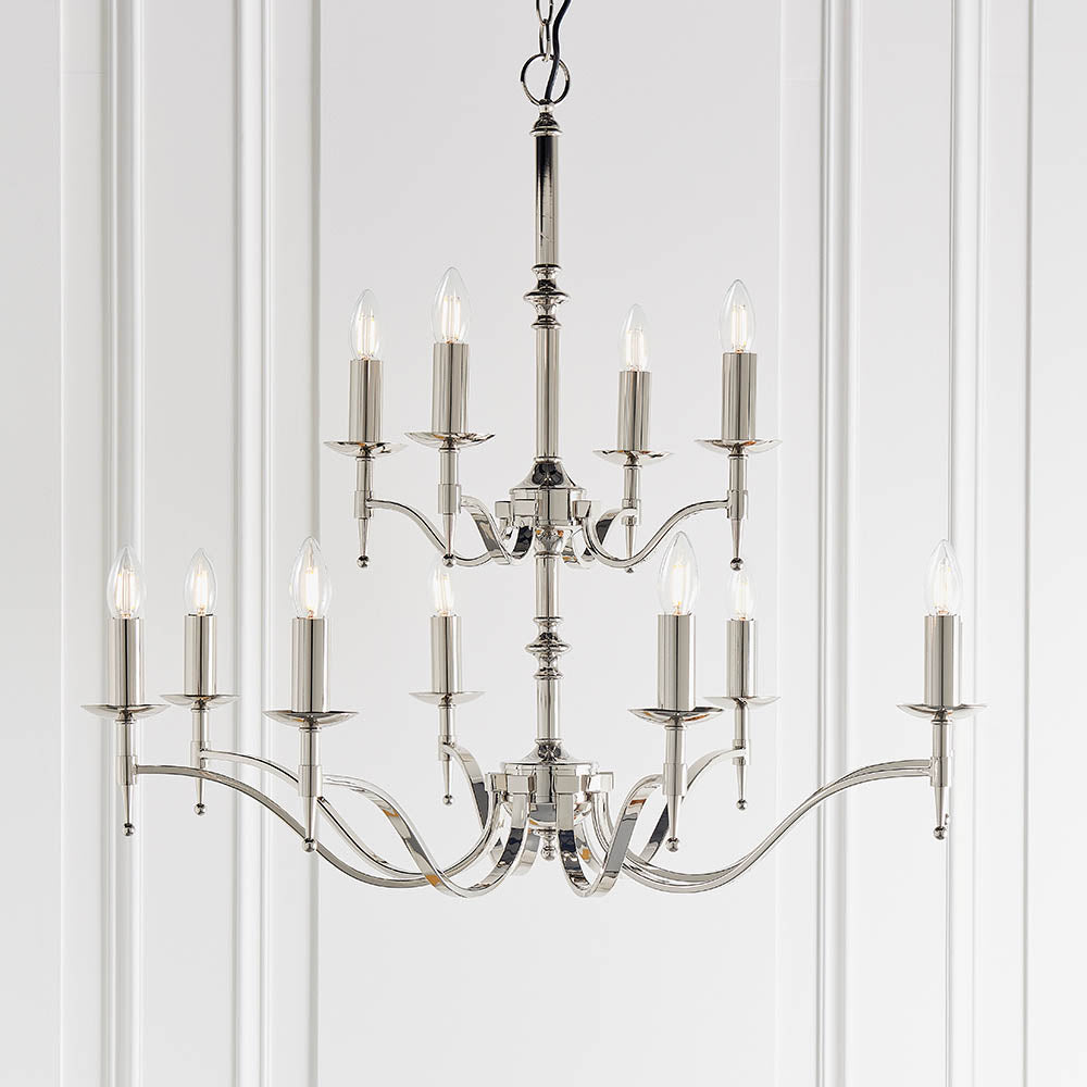 Stanford Nickel 12-Light Pendant Ceiling Light - Comet Lighting
