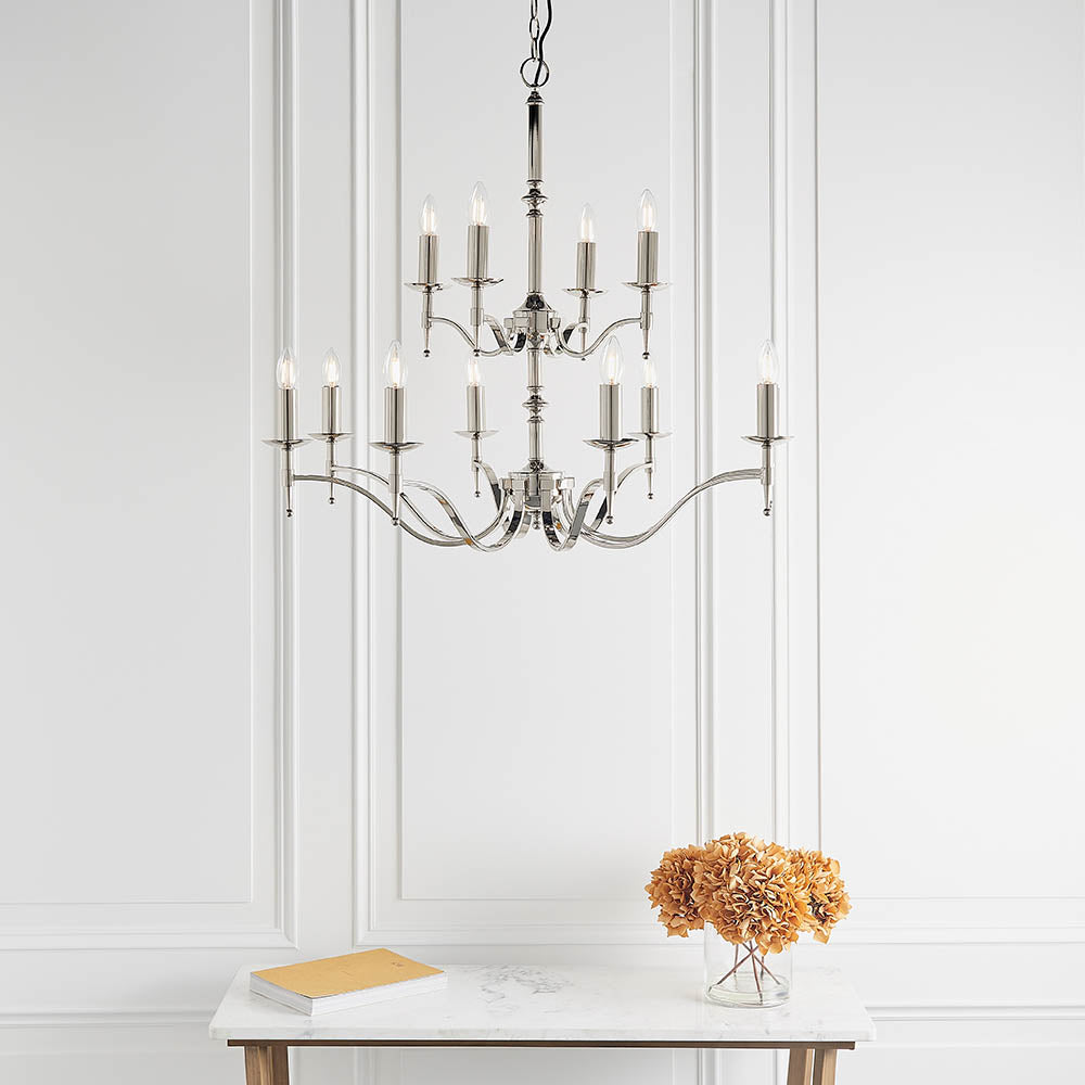 Stanford Nickel 12-Light Pendant Ceiling Light - Comet Lighting