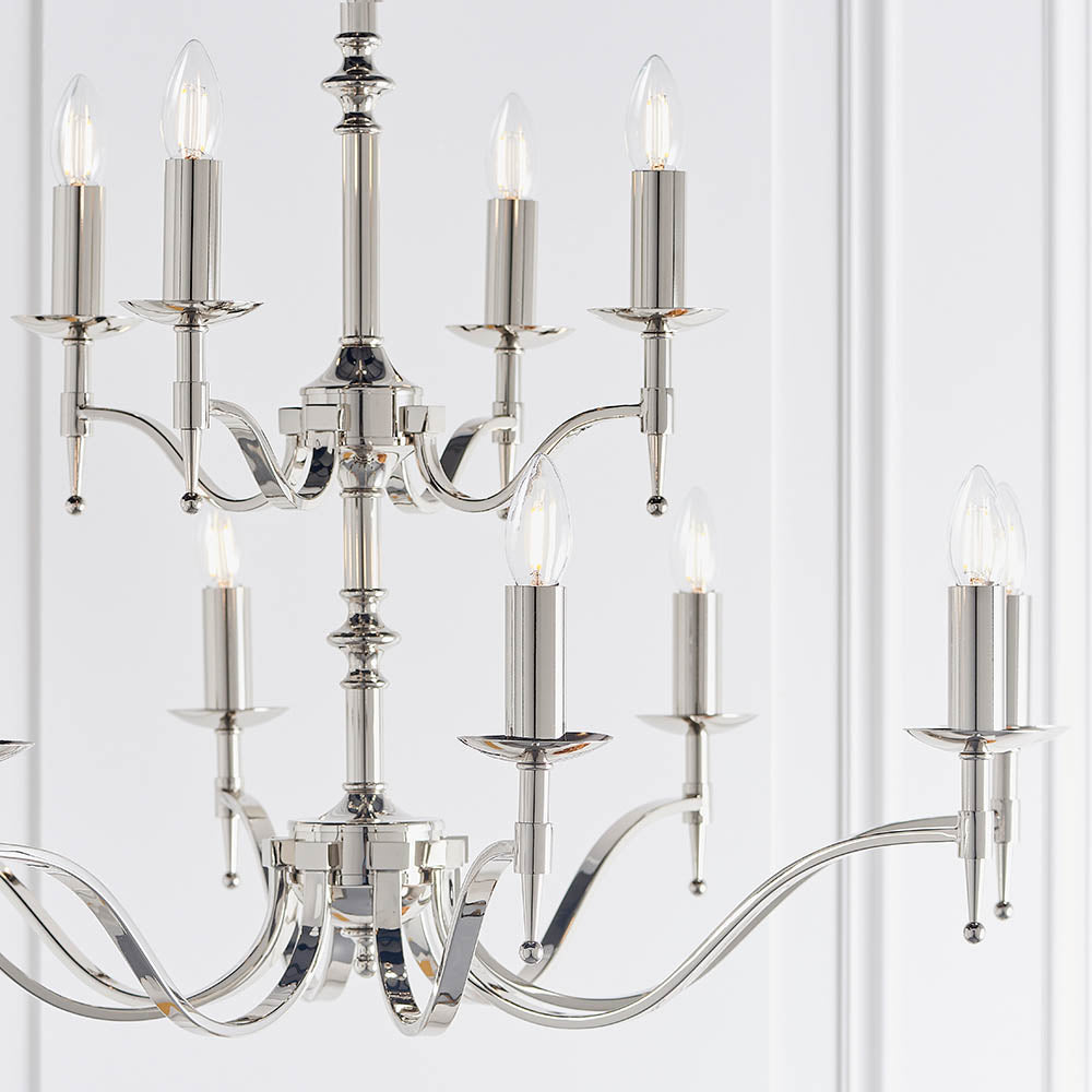 Stanford Nickel 12-Light Pendant Ceiling Light - Comet Lighting
