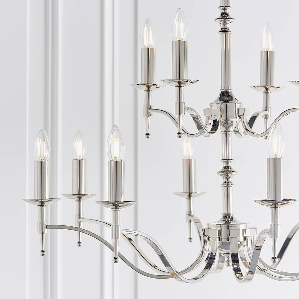 Stanford Nickel 12-Light Pendant Ceiling Light - Comet Lighting