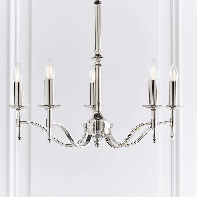 Stanford Nickel 5-Light Pendant Ceiling Light - Comet Lighting