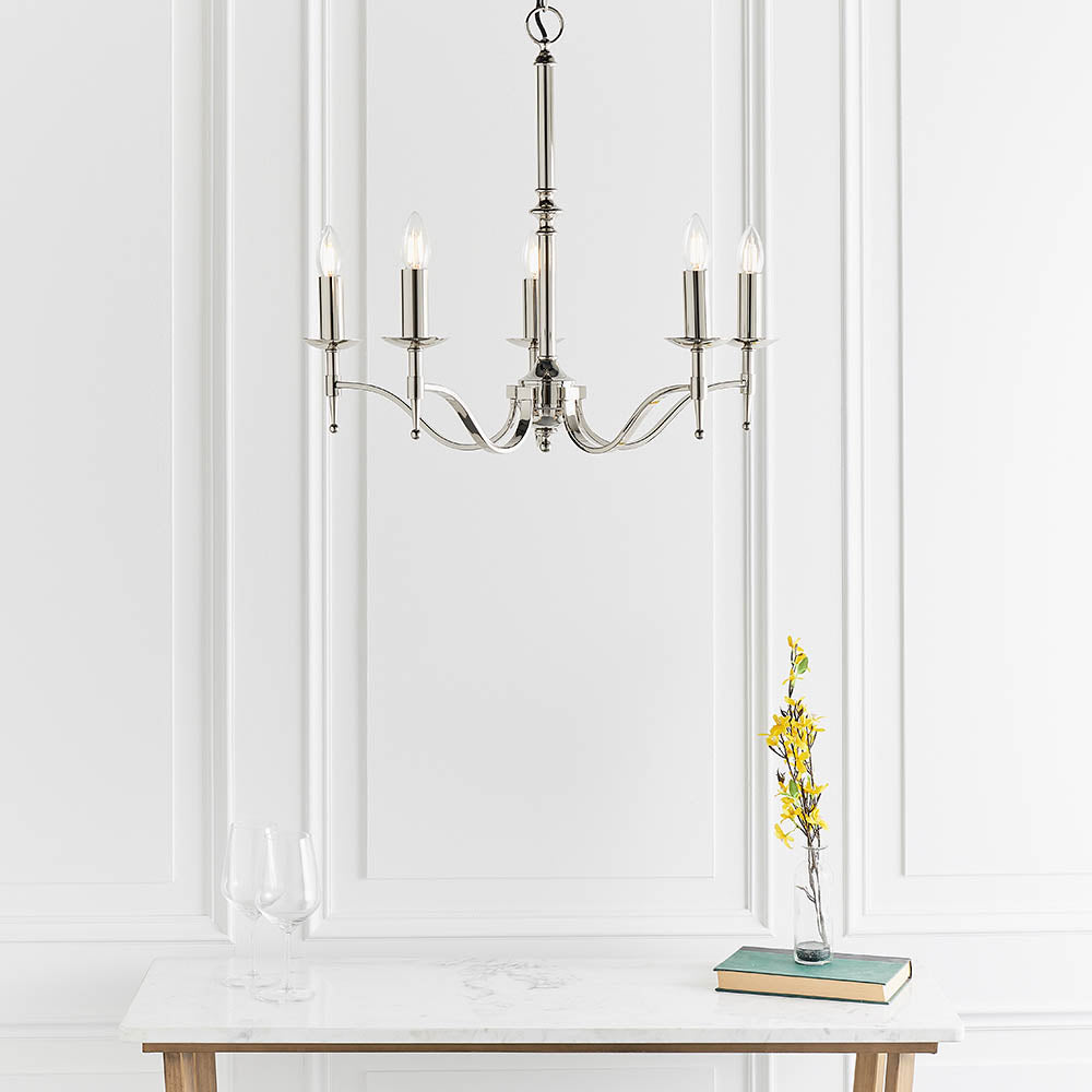 Stanford Nickel 5-Light Pendant Ceiling Light - Comet Lighting