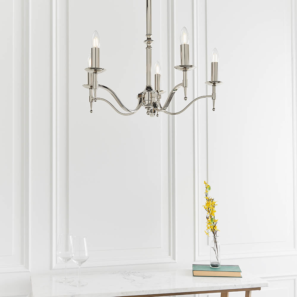 Stanford Nickel 5-Light Pendant Ceiling Light - Comet Lighting