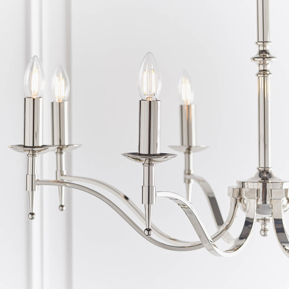 Stanford Nickel 8-Light Pendant Ceiling Light - Comet Lighting