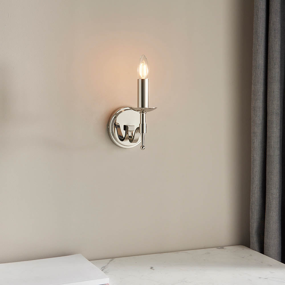 Stanford Nickel Single Wall Light - Comet Lighting