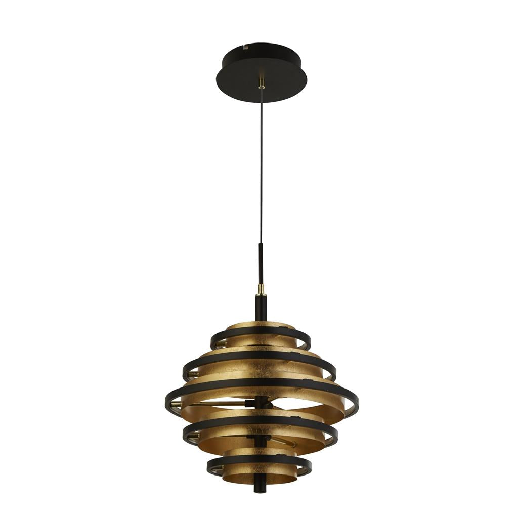Filleigh 5Lt LED Pendant Ceiling Light Black/Gold Leaf - Comet Lighting