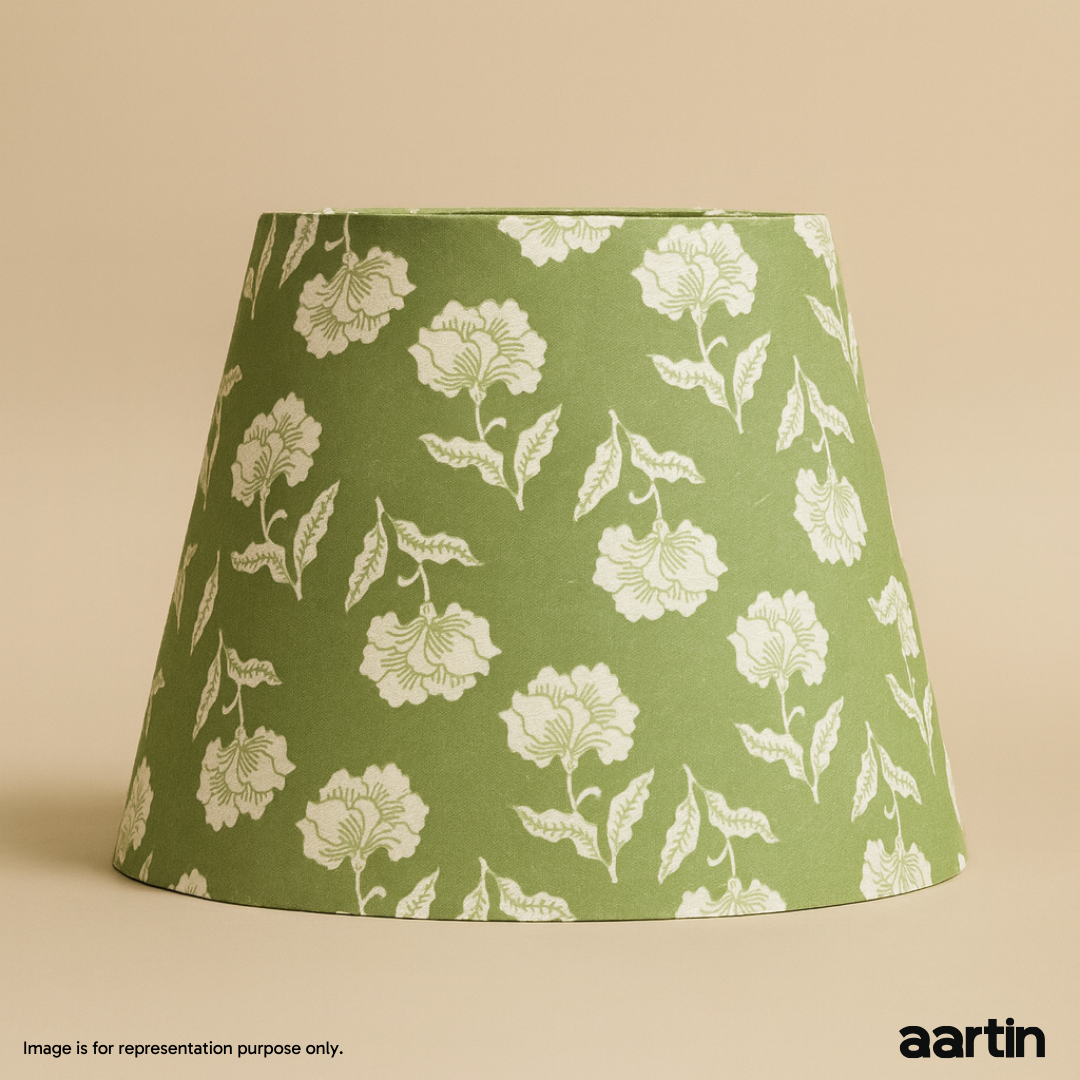 AARTIN 35 CM SAGE BLOSSOM STRAIGHT EMPIRE ROLLED LAMPSHADE IN COTTON