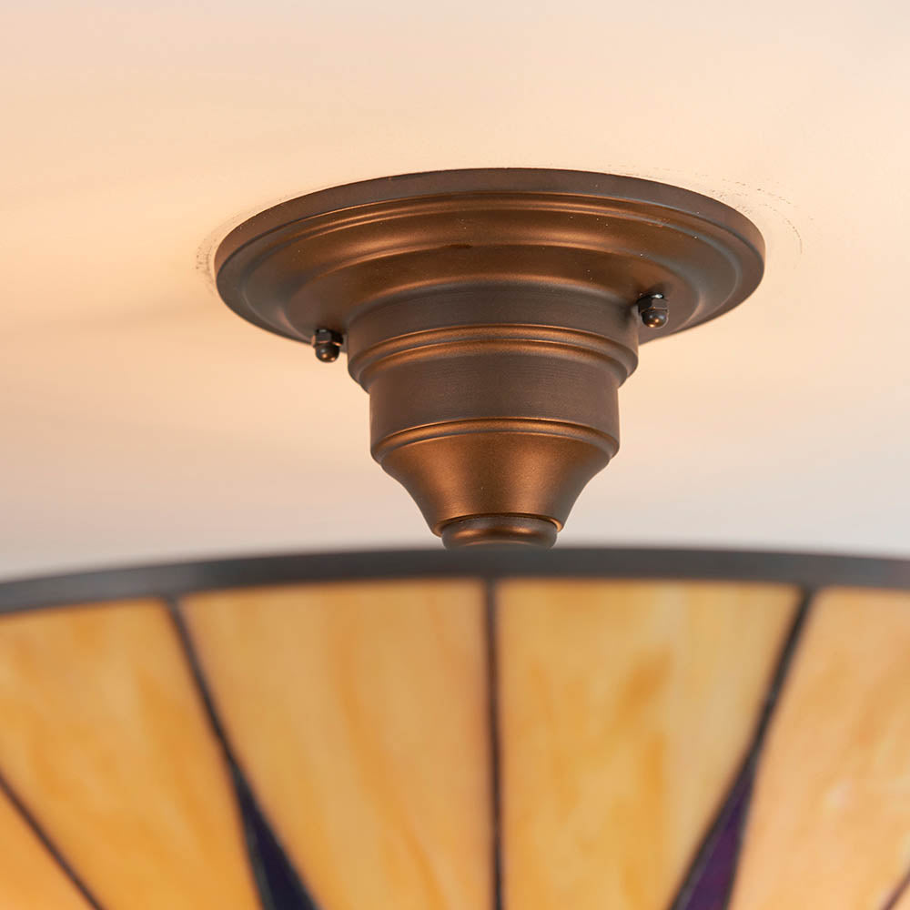 Dark Star Large 3-Light Semi Flush Ceiling Light - Comet Lighting