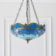 Dragonfly Blue Medium Inverted 3-Light Pendant Ceiling Light - Comet Lighting