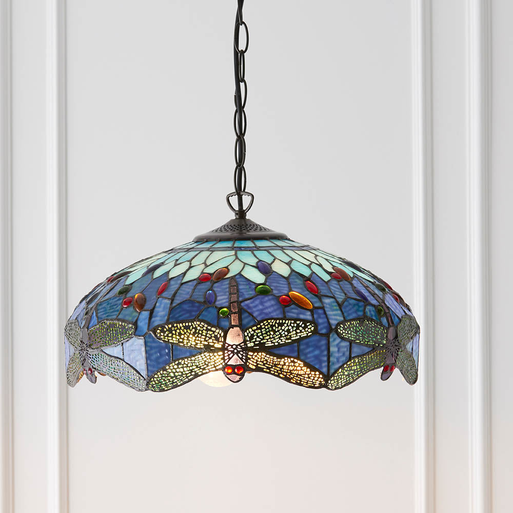 Dragonfly Blue Medium 3-Light Pendant Ceiling Light - Comet Lighting
