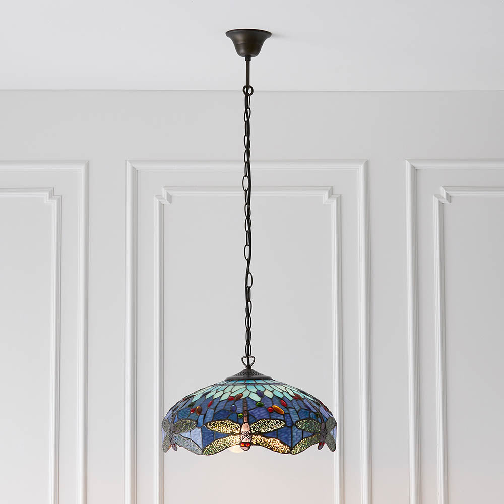 Dragonfly Blue Medium 3-Light Pendant Ceiling Light - Comet Lighting