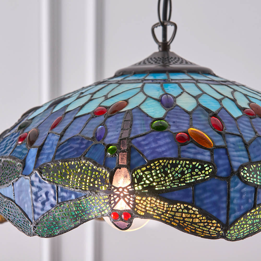 Dragonfly Blue Medium 3-Light Pendant Ceiling Light - Comet Lighting