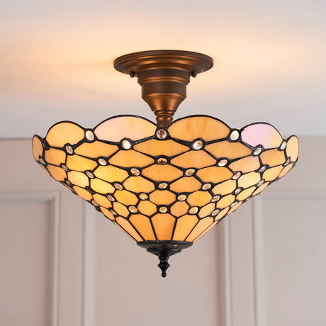 Pearl Medium 3-Light Semi Flush Ceiling Light - Comet Lighting