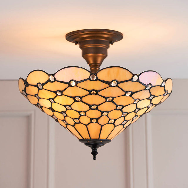 Pearl Medium 3-Light Semi Flush Ceiling Light - Comet Lighting