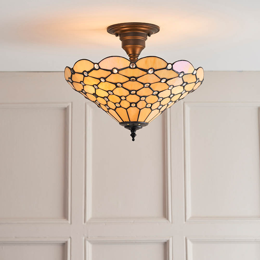Pearl Medium 3-Light Semi Flush Ceiling Light - Comet Lighting
