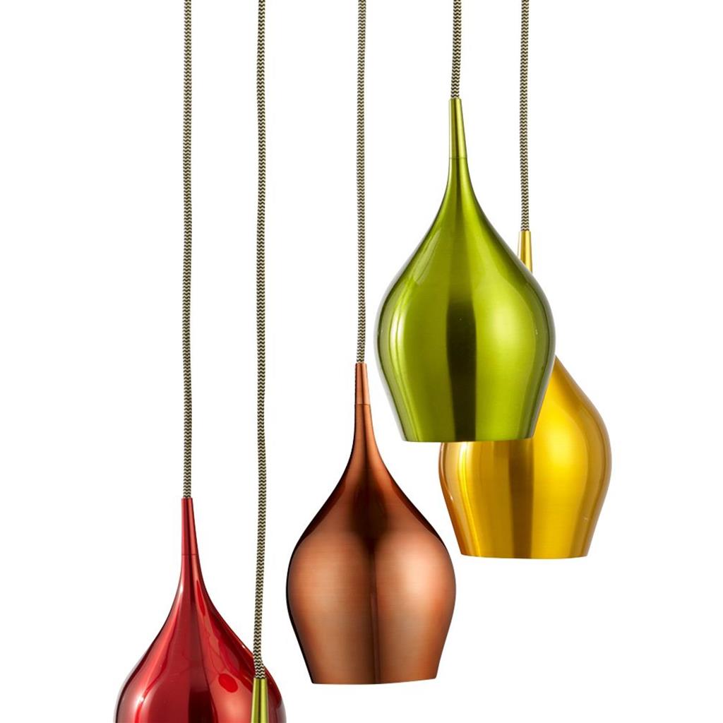 Searchlight Vibrant 5 Light Pendant Multi-Coloured Shades
