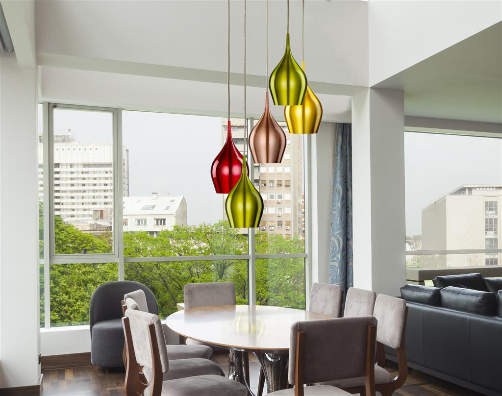 Searchlight Vibrant 5 Light Pendant Multi-Coloured Shades