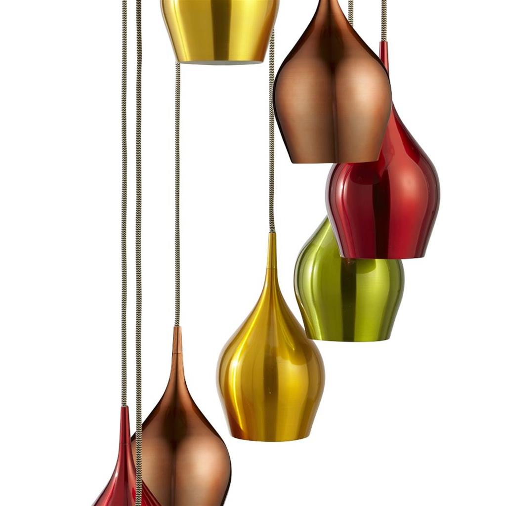 Searchlight Vibrant 8 Light Multi-Drop Pendant Multi-Coloured Shades