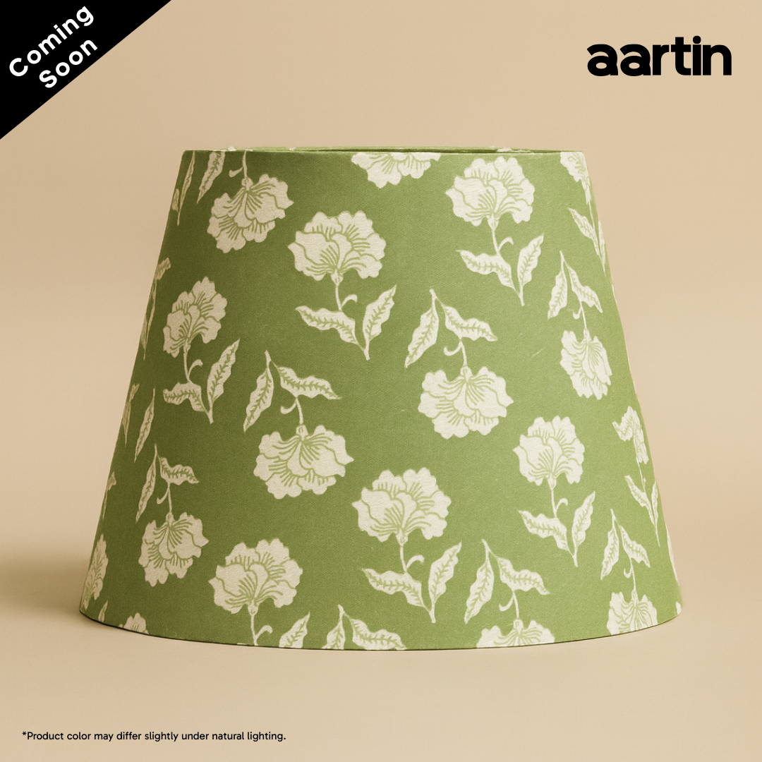 AARTIN 35 CM SAGE BLOSSOM STRAIGHT EMPIRE ROLLED LAMPSHADE IN COTTON