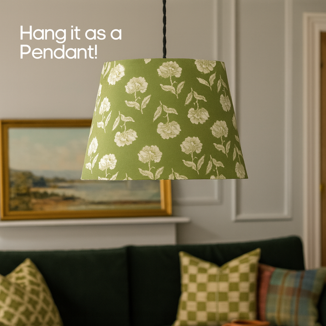 AARTIN 35 CM SAGE BLOSSOM STRAIGHT EMPIRE ROLLED LAMPSHADE IN COTTON