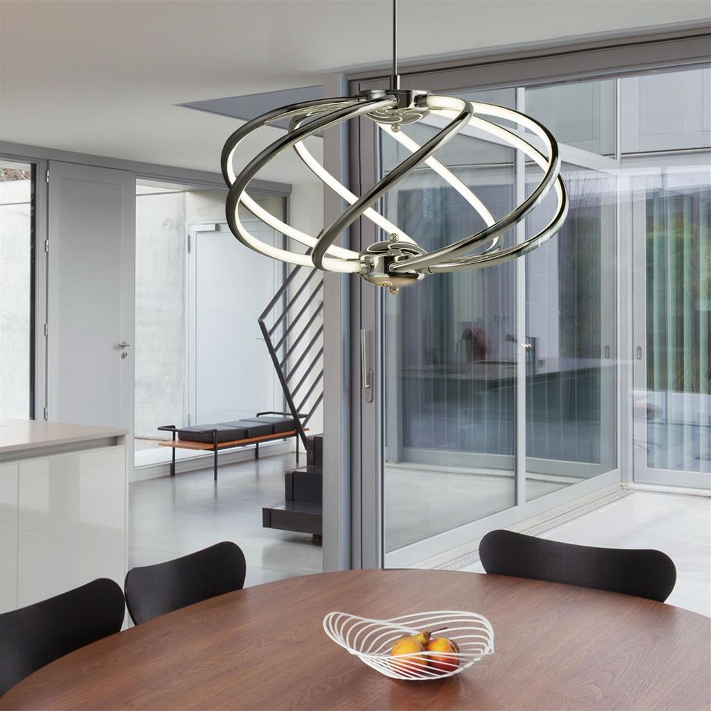 Magic 7Lt Pendant - Chrome Metal & Opal Acrylic - Comet Lighting