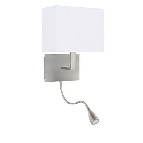 Searchlight Wall Light Incorporating LED Arm Silver White Shade