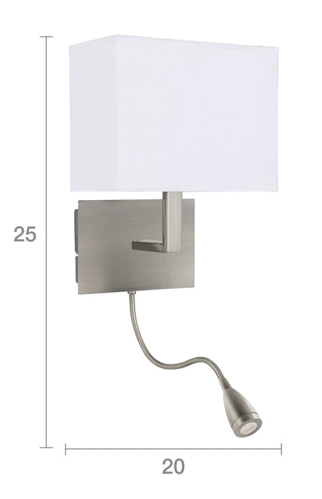 Searchlight Wall Light Incorporating LED Arm Silver White Shade