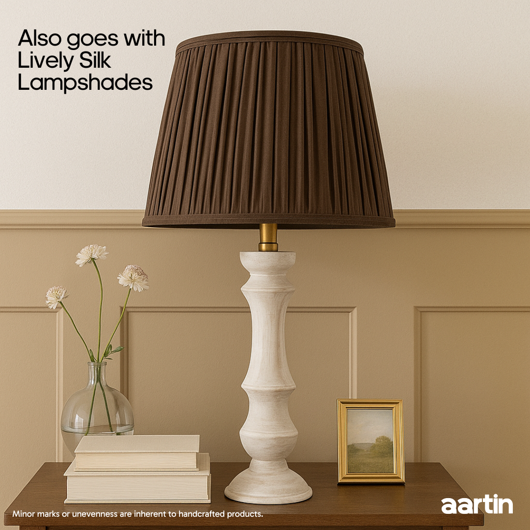 AARTIN ELIZA TABLE LAMP IN WOOD WITH WHITEWASH FINISH (BASE ONLY)