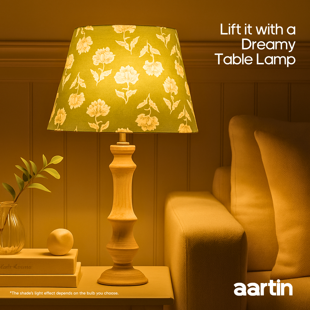 AARTIN 35 CM SAGE BLOSSOM STRAIGHT EMPIRE ROLLED LAMPSHADE IN COTTON