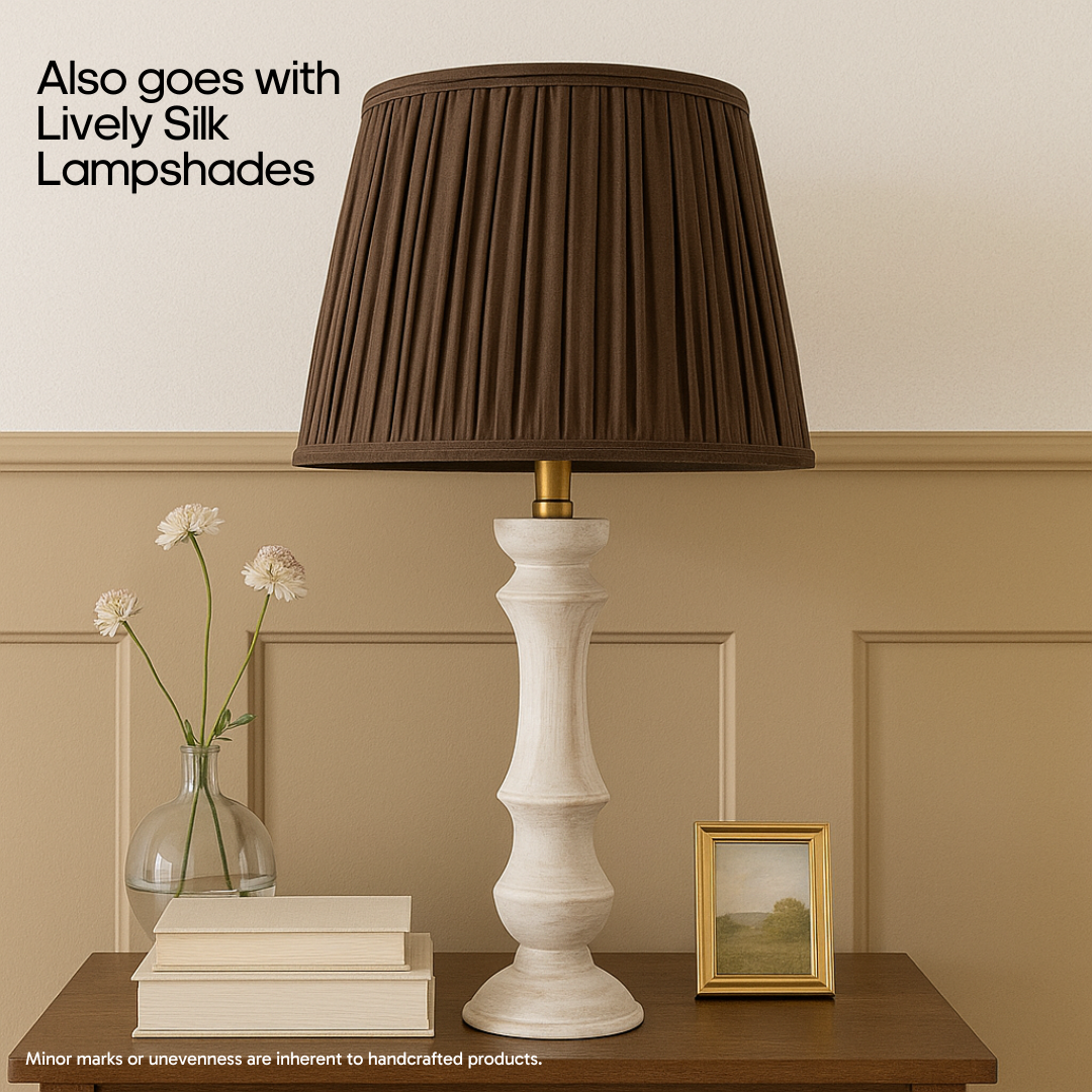 AARTIN ELIZA TABLE LAMP IN WOOD WITH WHITEWASH FINISH (BASE ONLY)