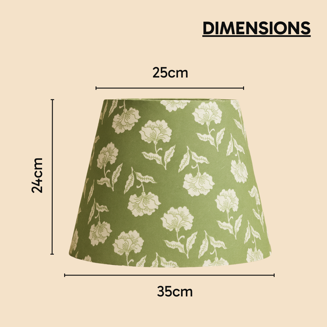 AARTIN 35 CM SAGE BLOSSOM STRAIGHT EMPIRE ROLLED LAMPSHADE IN COTTON