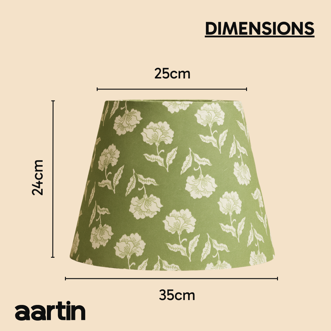 AARTIN 35 CM SAGE BLOSSOM STRAIGHT EMPIRE ROLLED LAMPSHADE IN COTTON