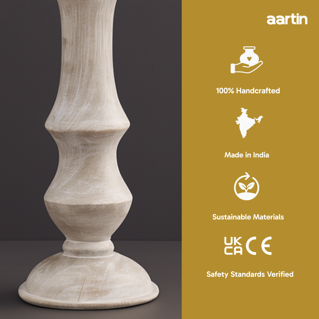 AARTIN ELIZA TABLE LAMP IN WOOD WITH WHITEWASH FINISH (BASE ONLY)